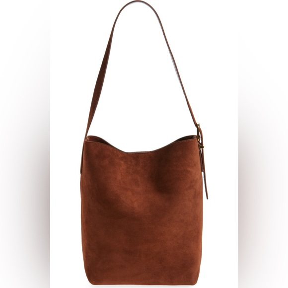 Madewell Essentials Suede Bucket Bag Soft Mahogany - Picture 3 of 9